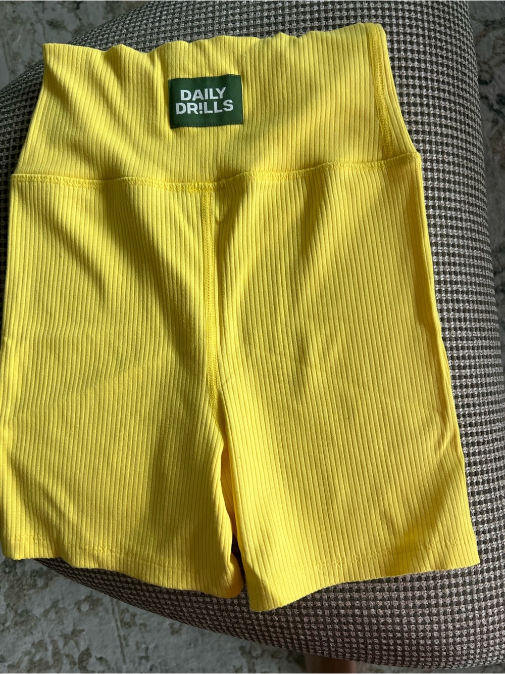 Daily Drills Ribbed High-Waist Bike Shorts in Bright Yellow